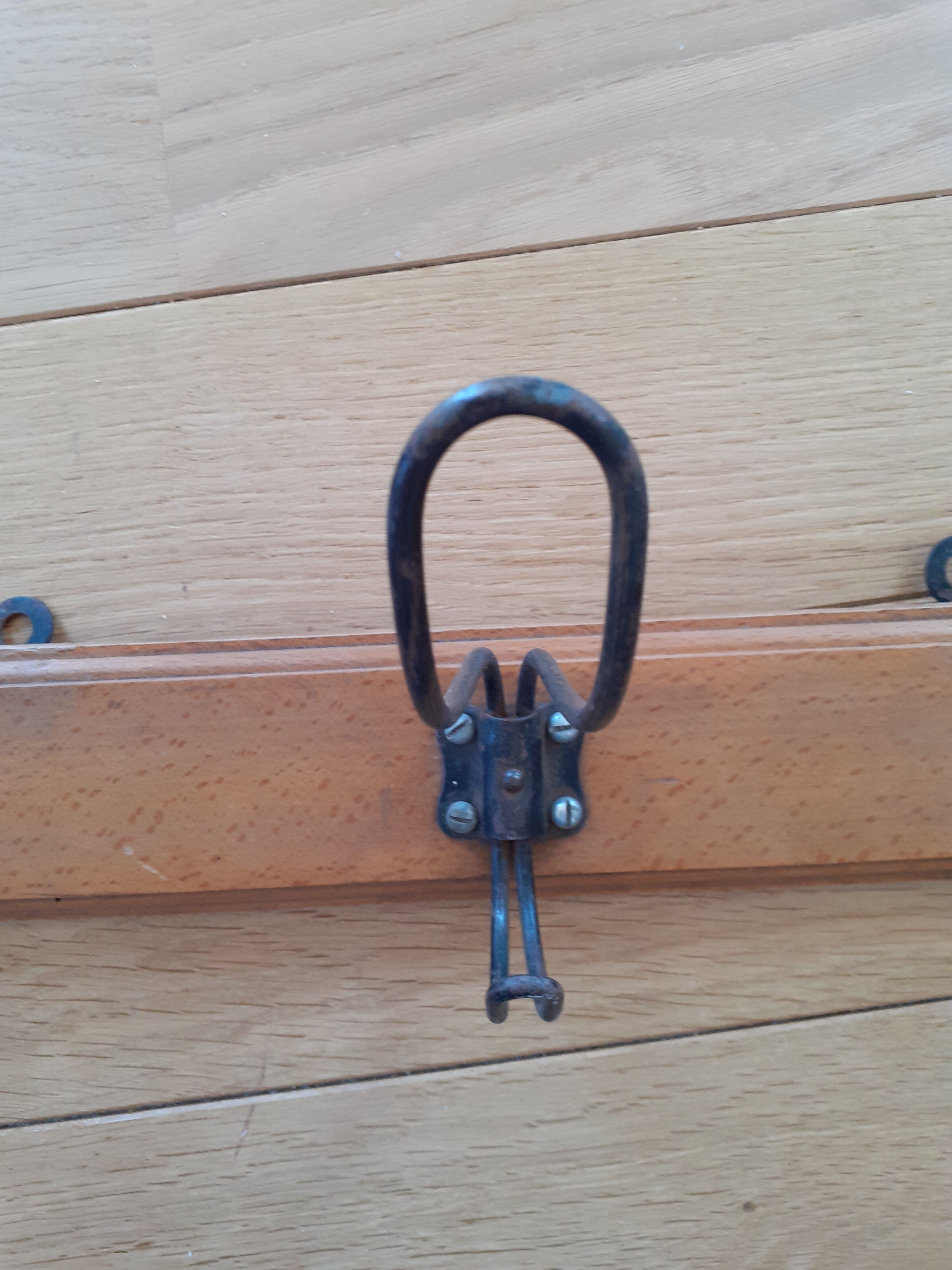 Coat rack three double hooks school style