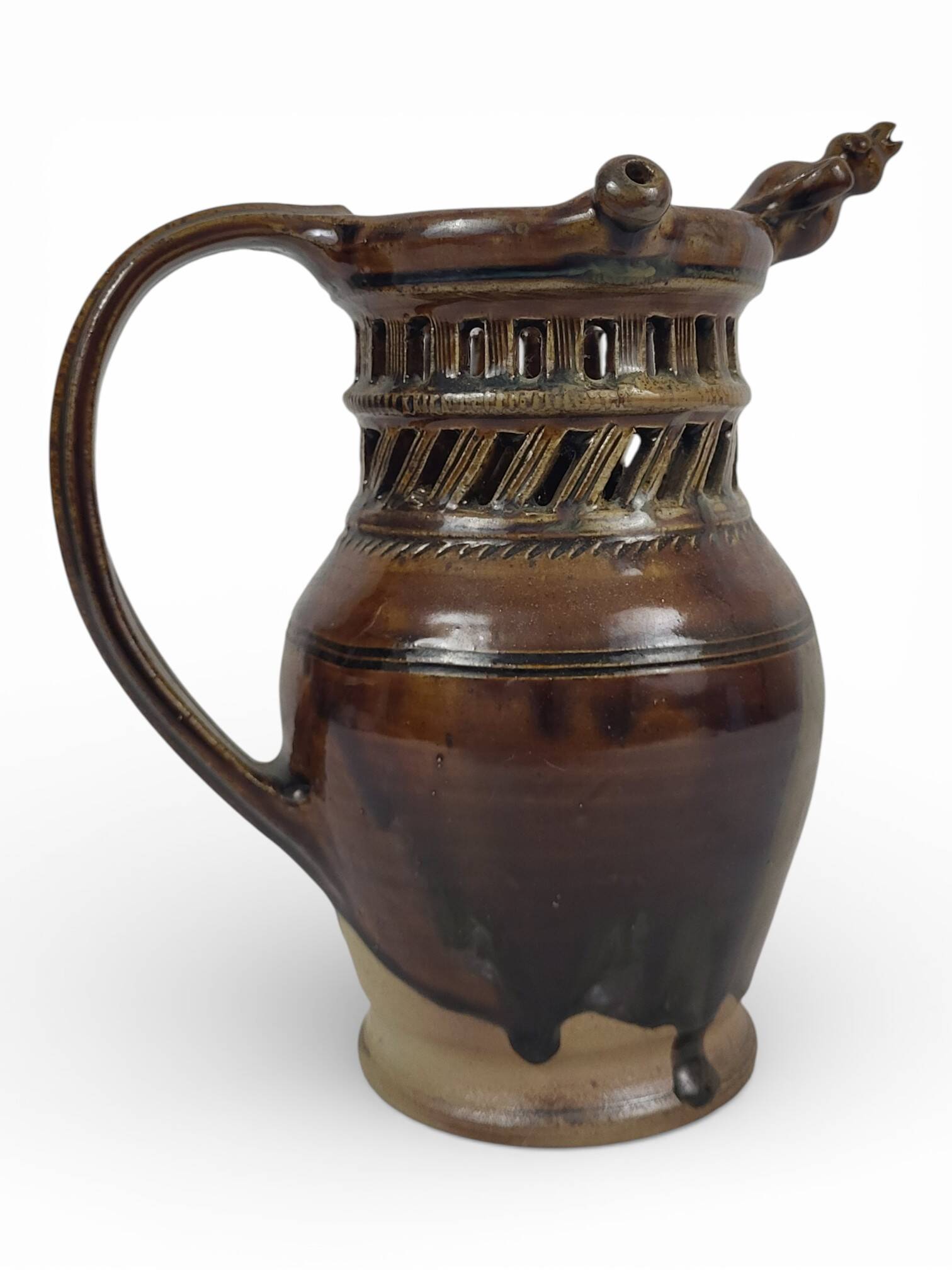 Deceptive pitcher in stoneware signed Jean-Claude Seguin (1954-)