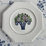 Longwy Service of 6 Octagonal Plates, 1927–1928, Art Deco, stamped