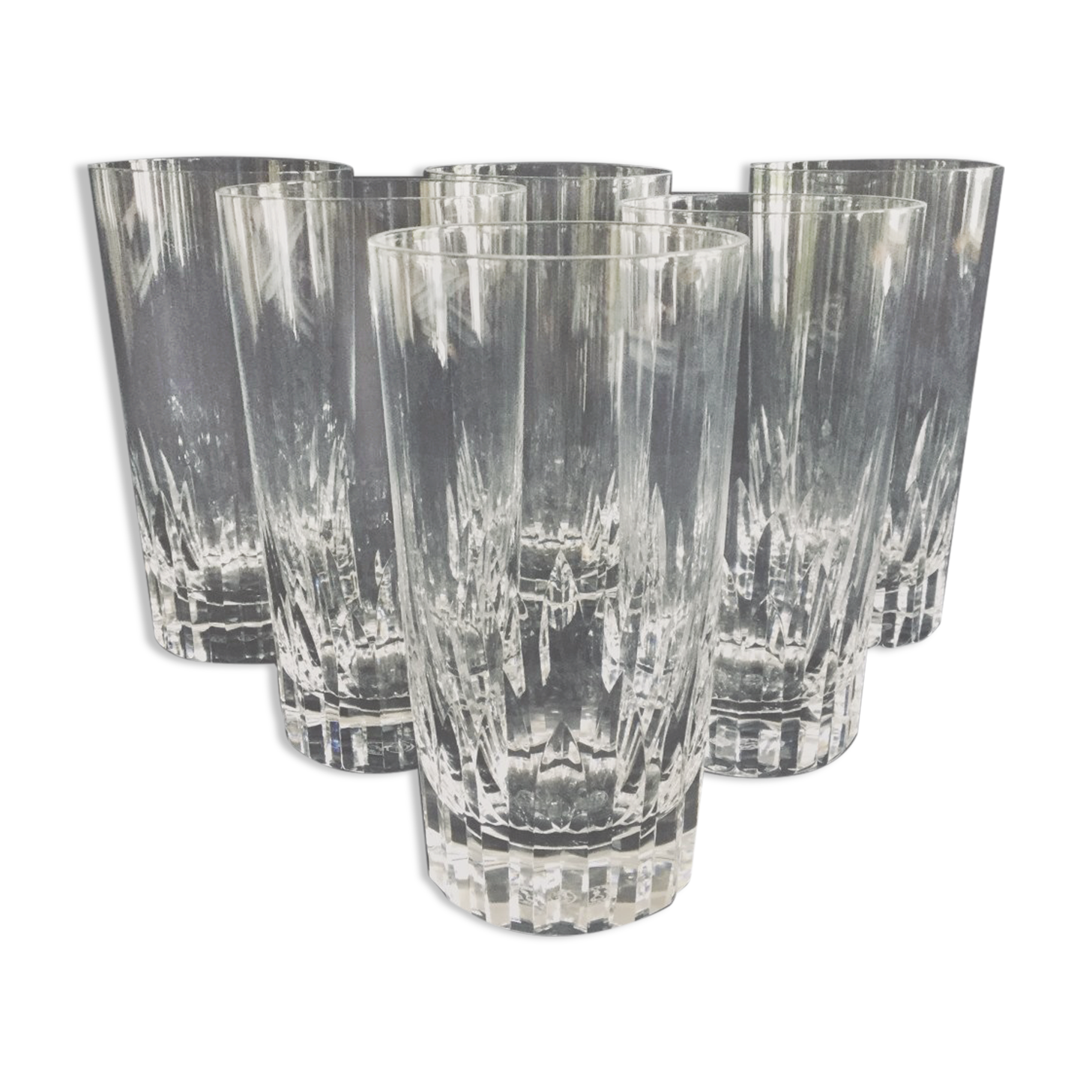Lot De 8 Verres à Orangeade Arcopal Modèle Tivoli - Noir - Vintage Occasion