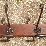 Metal and solid wood hooks, vintage