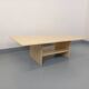Vintage rectangular coffee table in travertine with magazine rack.
