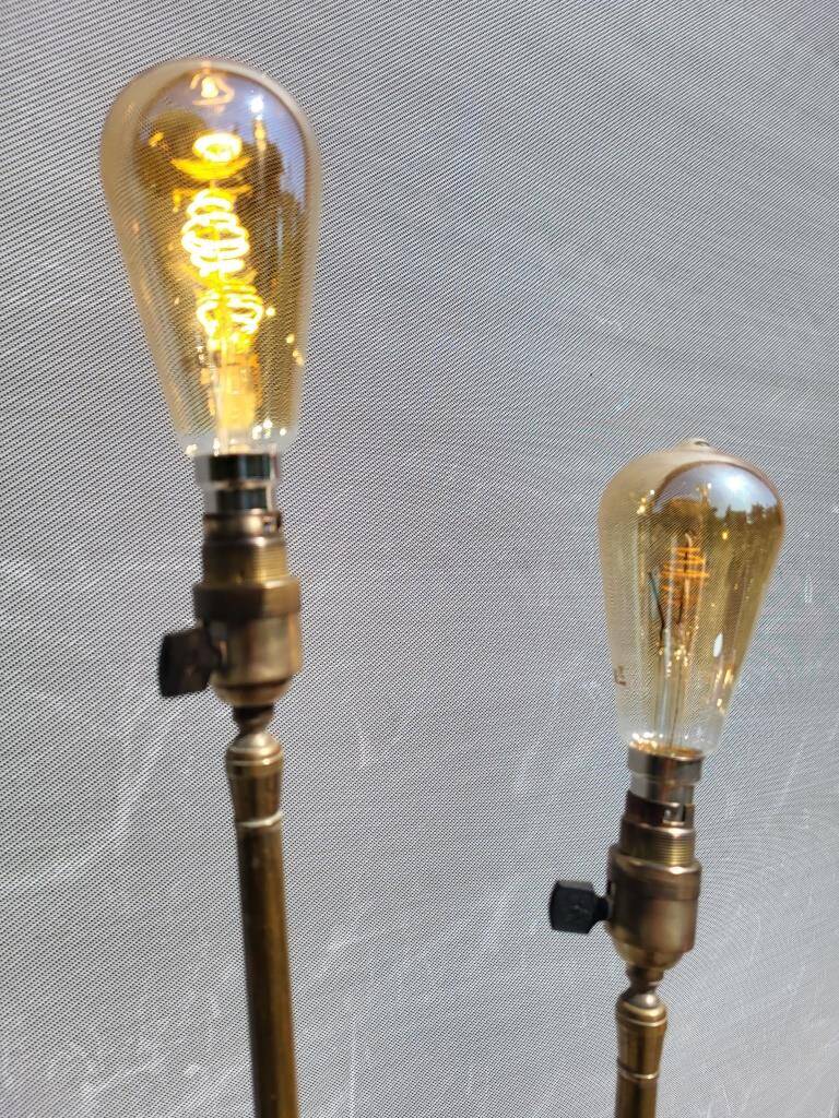 Black 3-light brass table lamp, 1950s