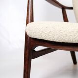 Armchair Upholstered In White Wool With Frame Made In Dark Wood By Schubell & Madsen From 1950s