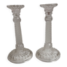 Pair of round glass candle holders