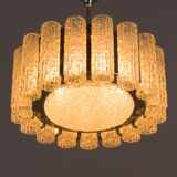 Murano glass chandelier with 17 frosted glass shades by Barovier and Tosso, Italy 1970s