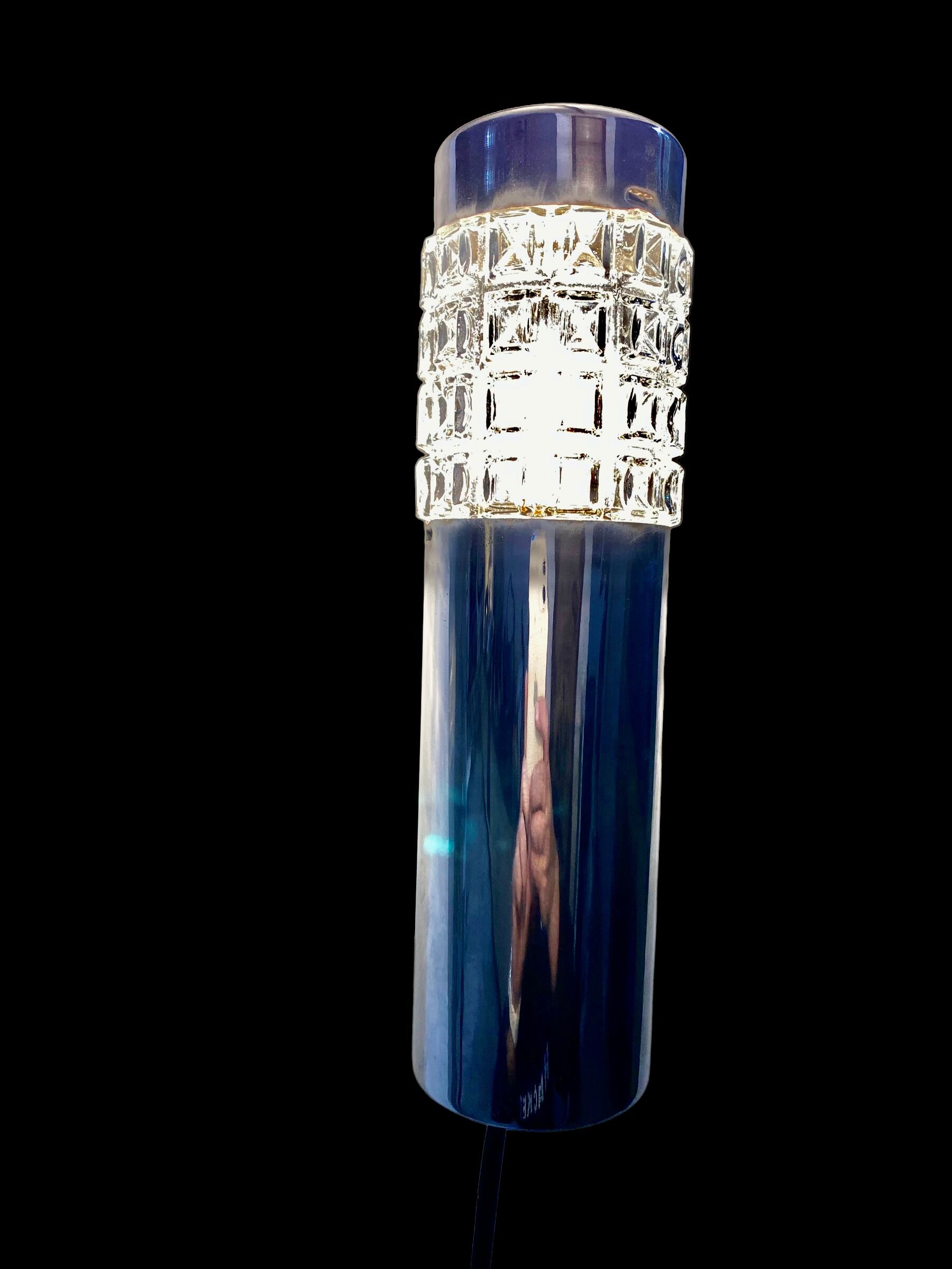 Pair of glass and chrome wall lamps from Sciolari