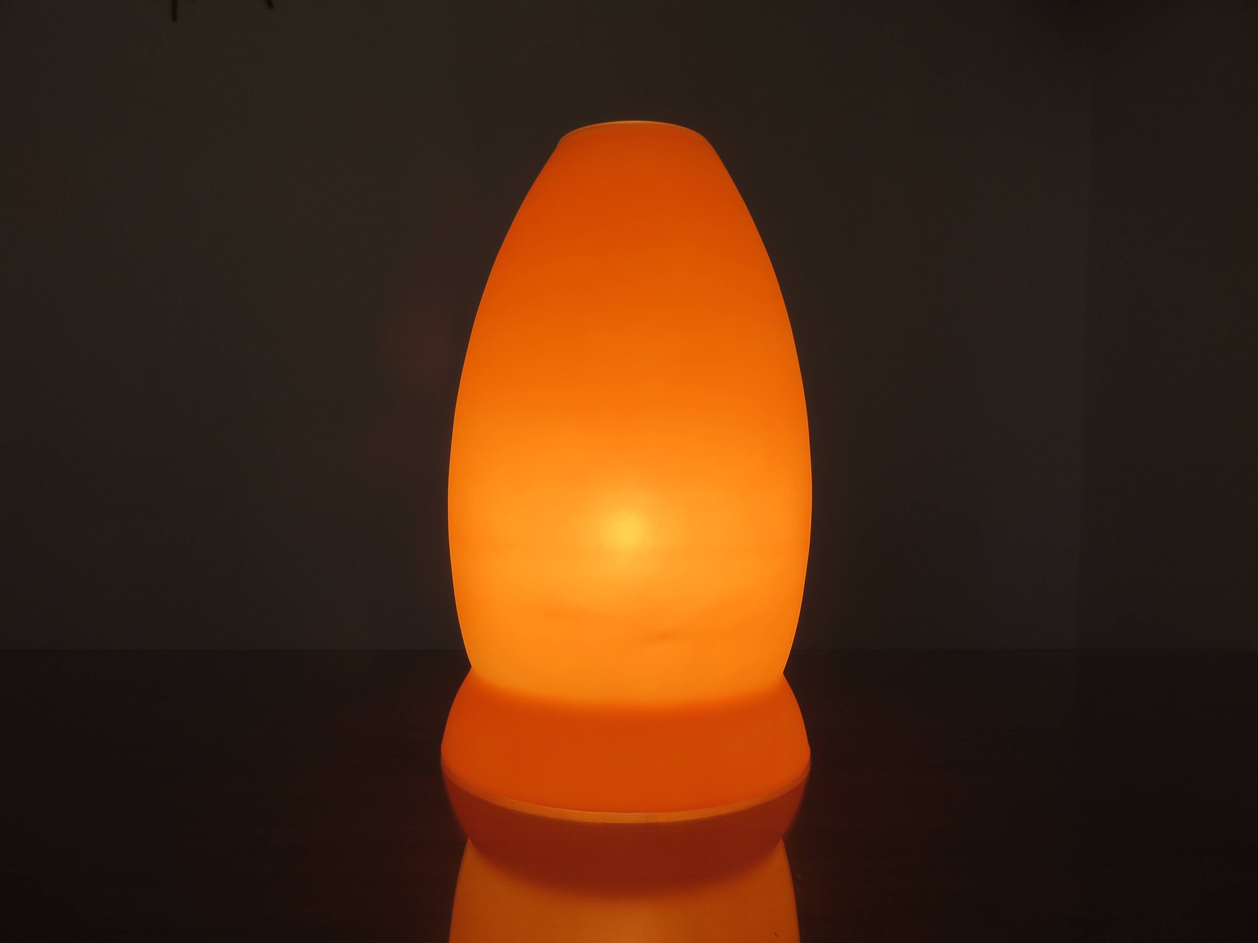Mushroom lamp in pale orange opaline from the 70s