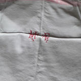 Pink and white damask tablecloth