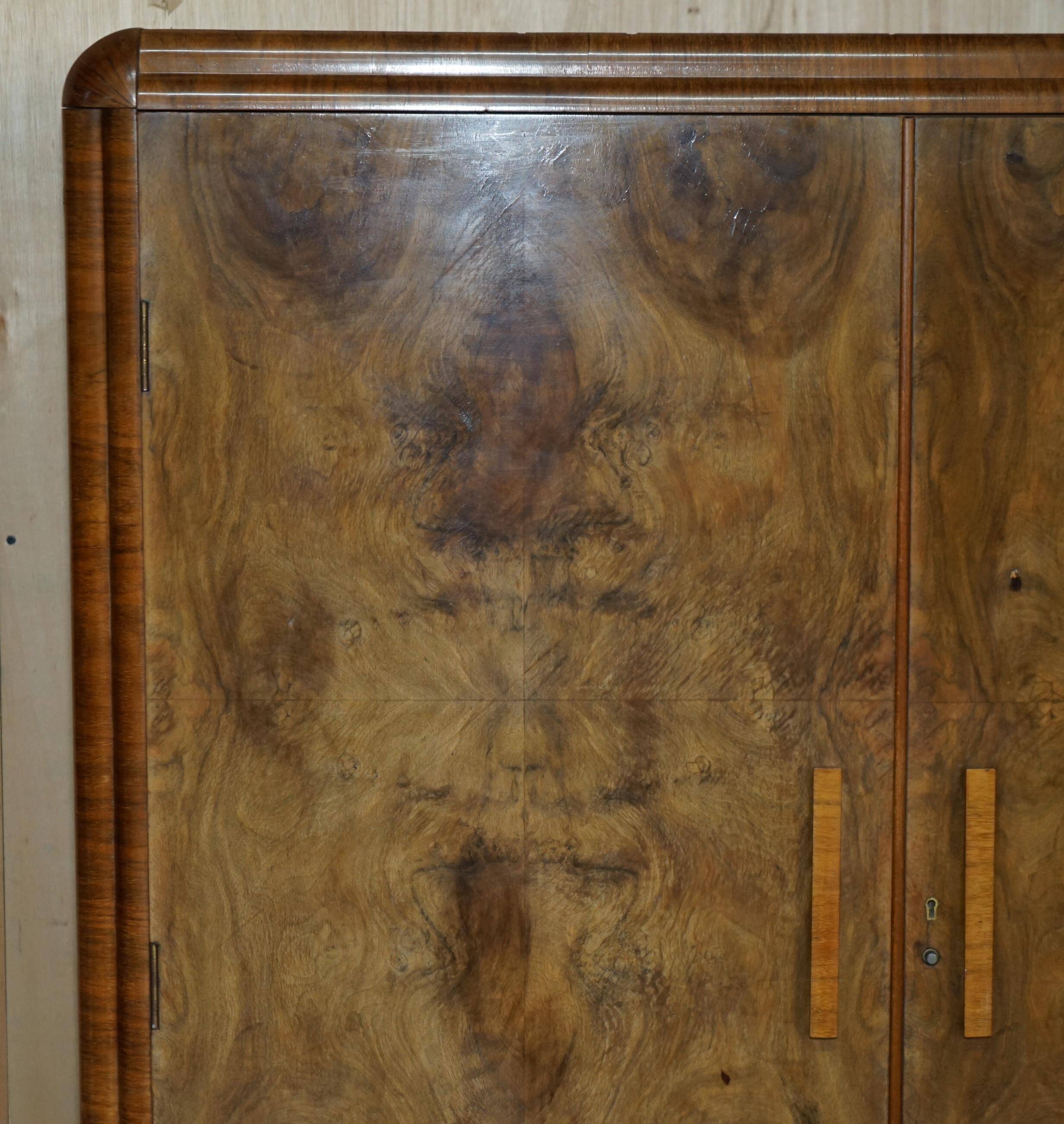 Double Art Deco wardrobe in satin walnut circa 1930