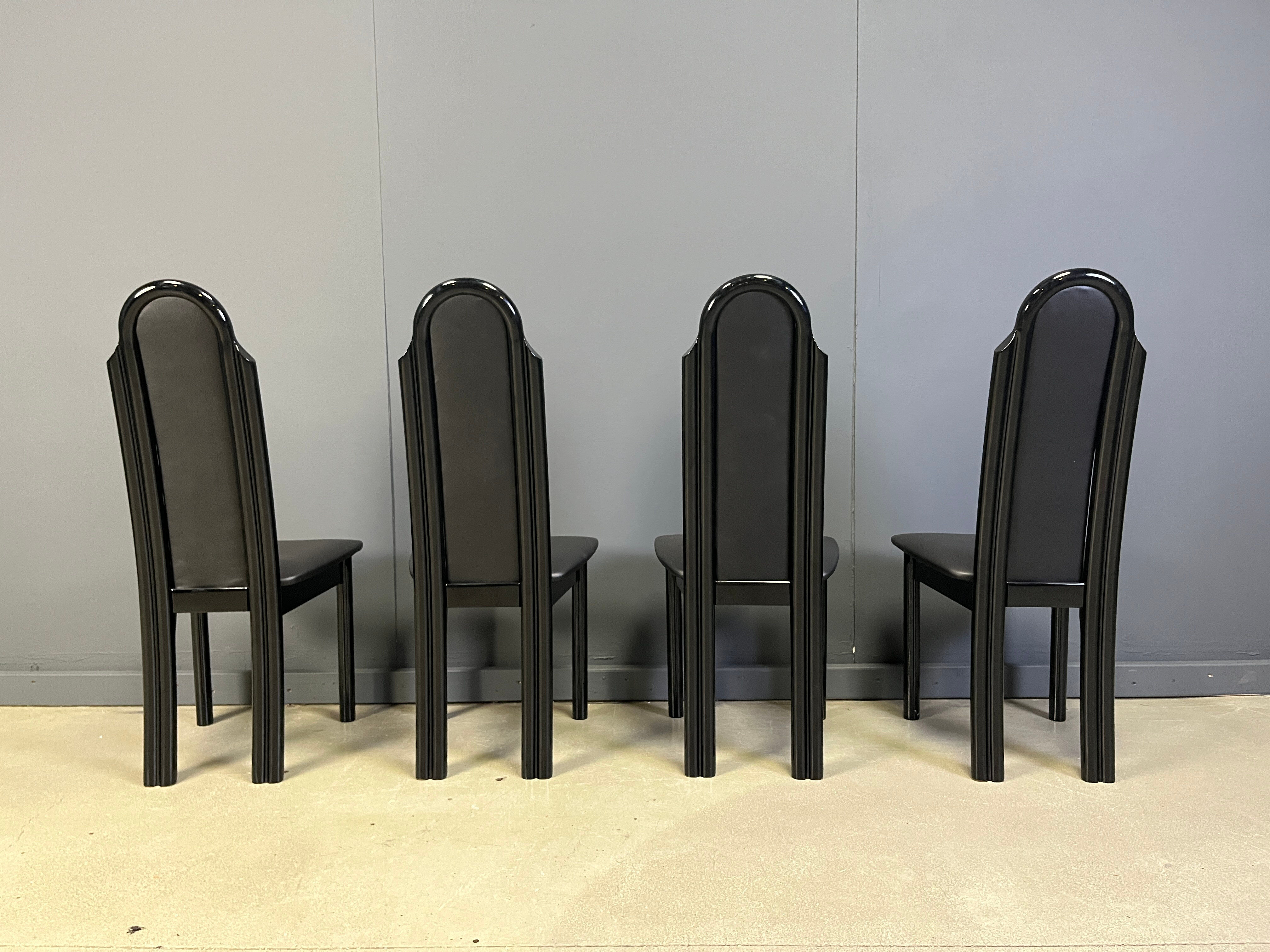 Postmodern lacquered wood Italian dining chairs, 1980s
