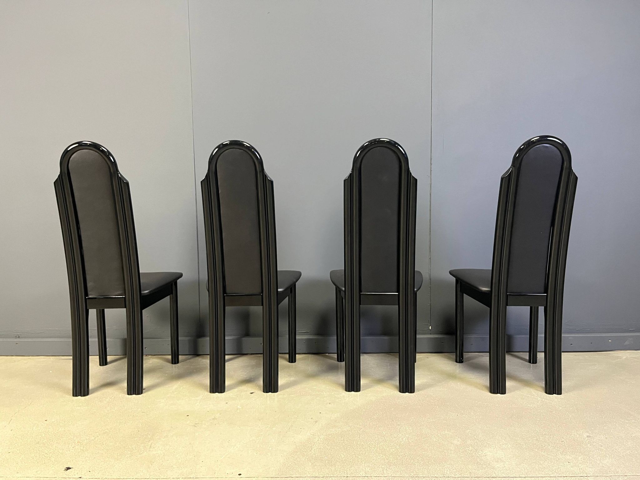 Postmodern lacquered wood Italian dining chairs, 1980s