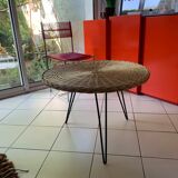 Wicker coffee table tripod base