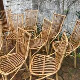 Lot de 10 chaises en rotin vintage