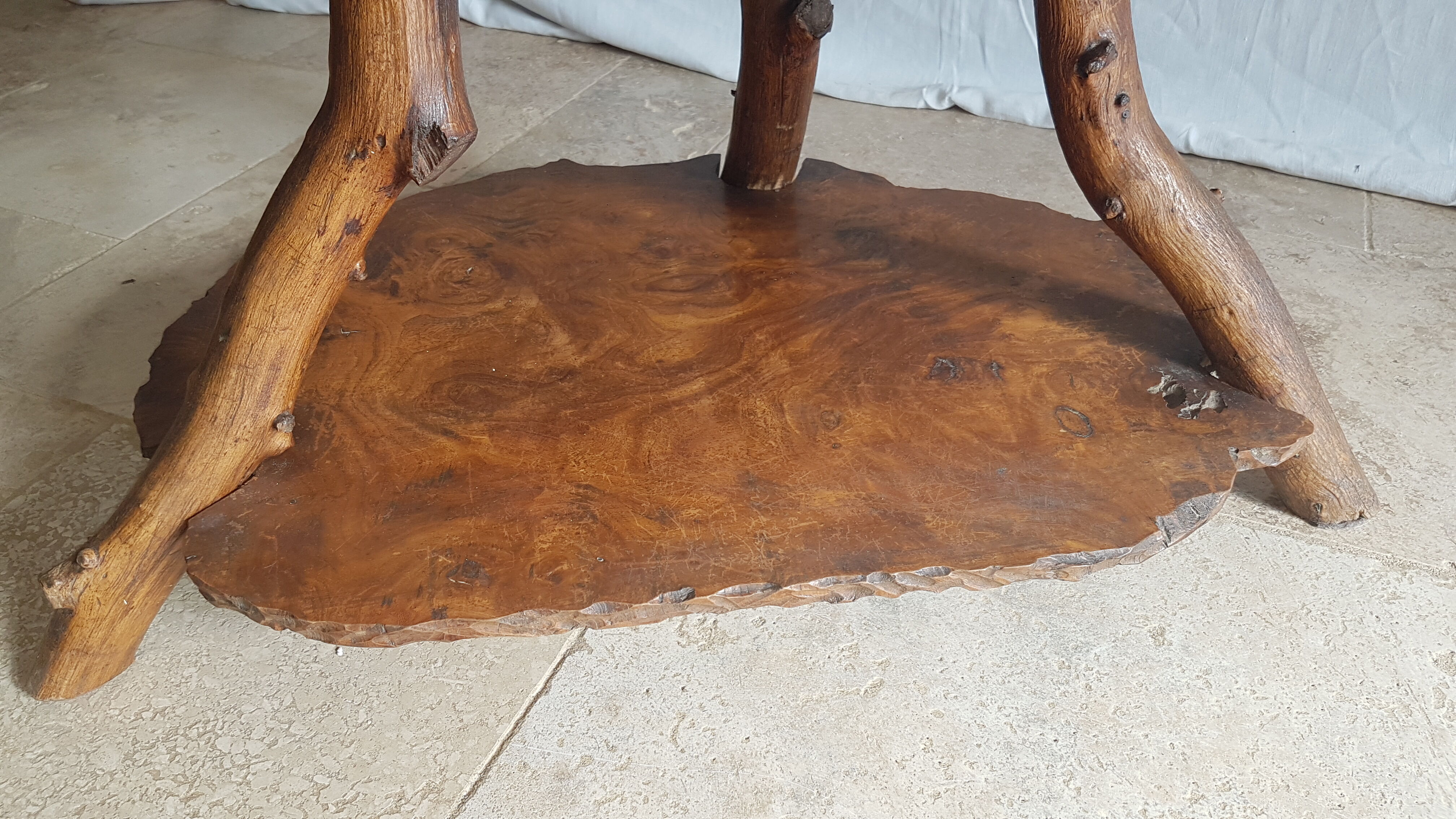Solid elm coffee table with double tops