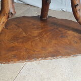 Table basse en bois massif d’orme double plateaux
