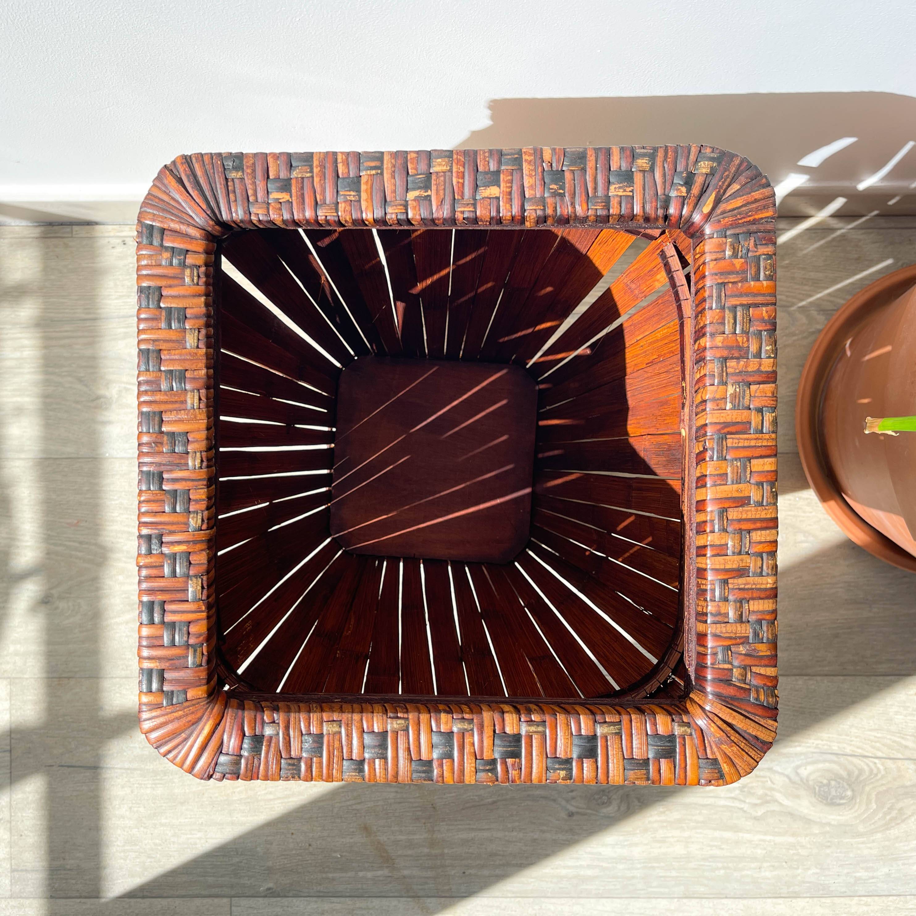 Vintage rattan umbrella stand, colonial style 1930s - Vintage rattan planter