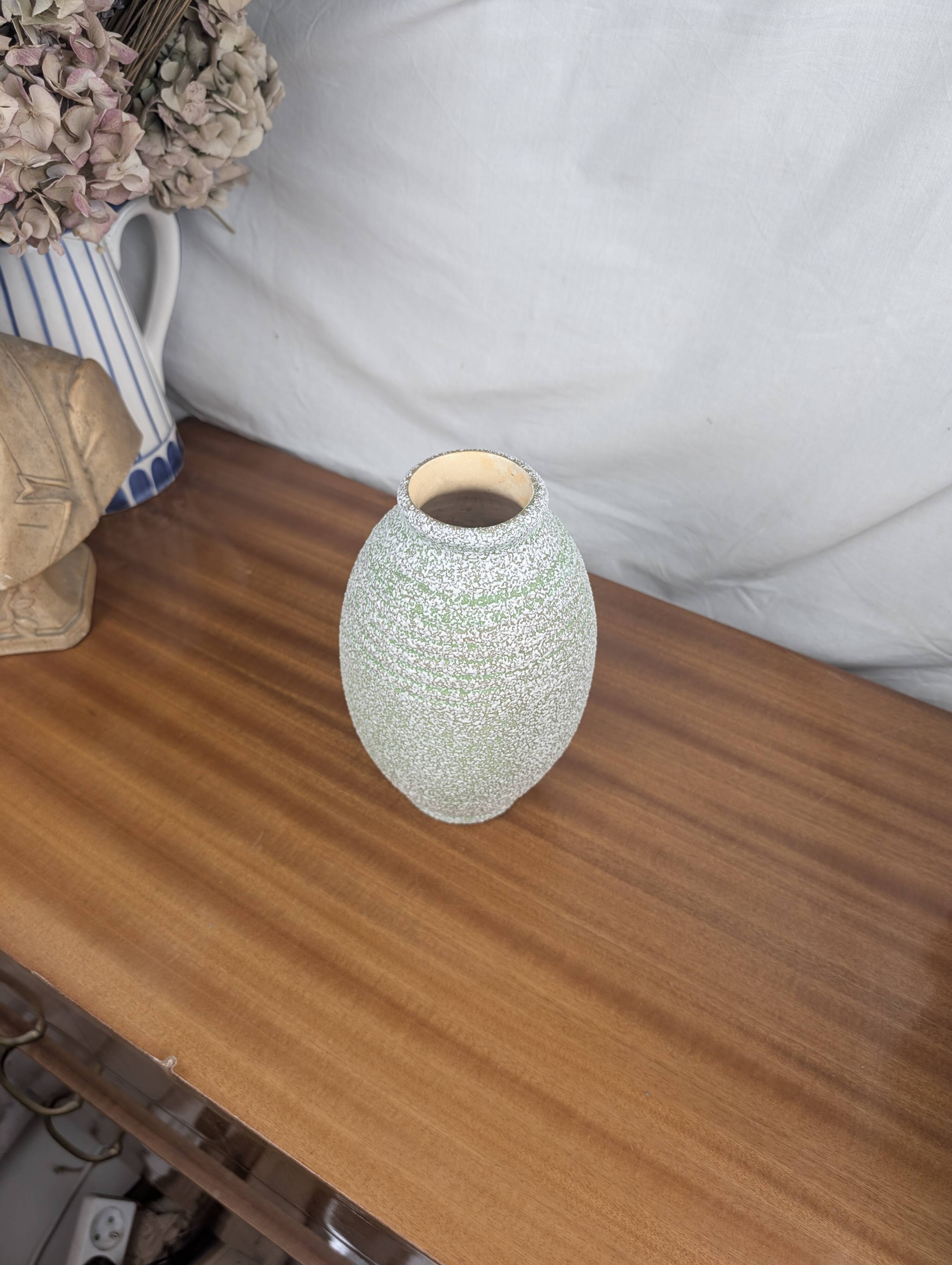 ODYV Vase in Glazed Mint Green Ceramic Art Deco 1930s