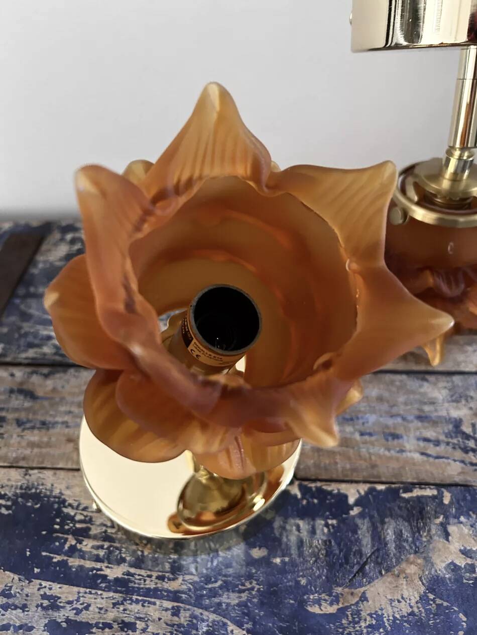 Pair of amber tulip wall sconces