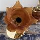 Pair of amber tulip wall sconces