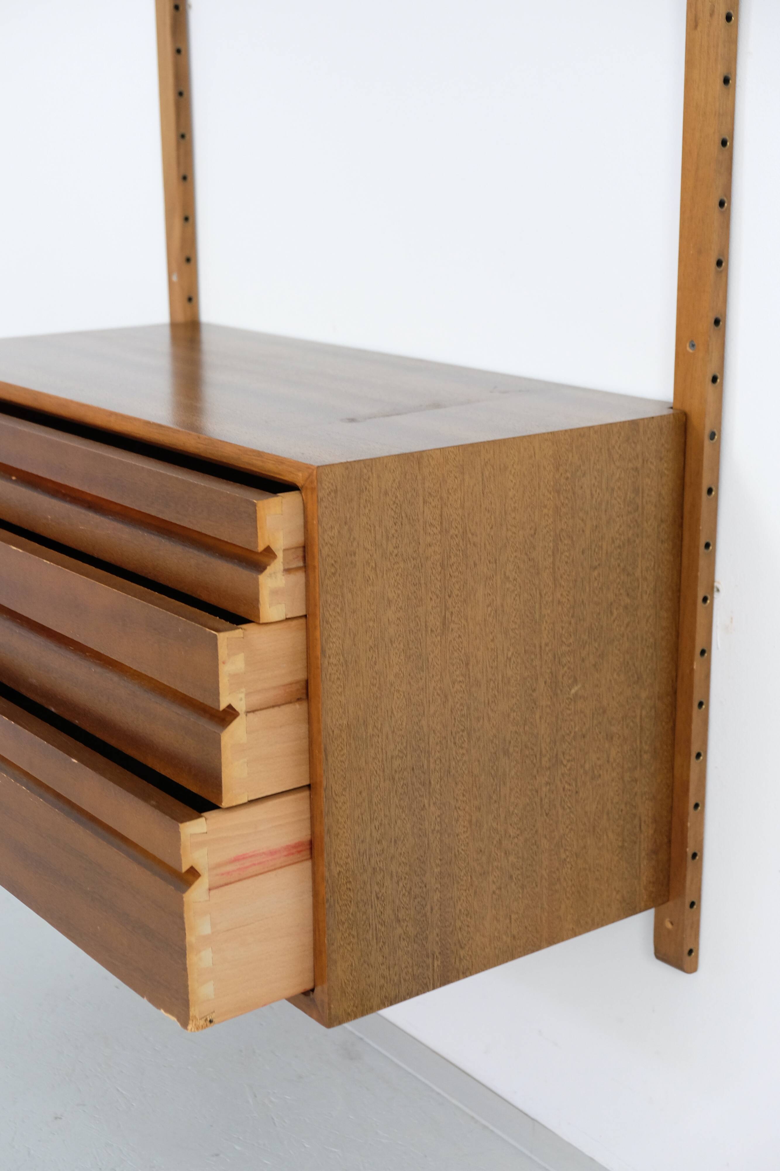 Walnut Wall Unit Shelving System 'Royal System' by Poul Cadovius 60s Danish Design