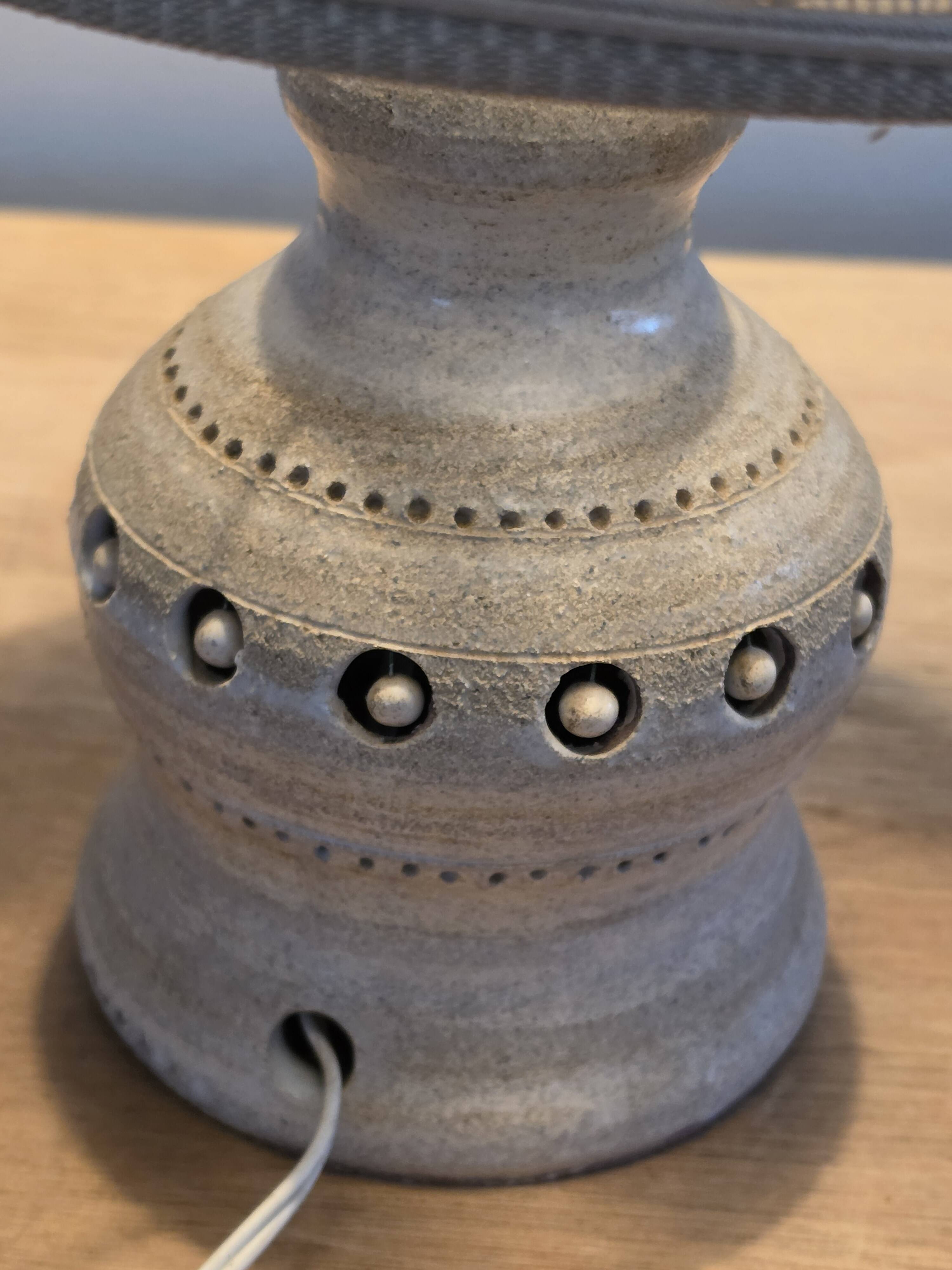Vintage ceramic lamp with cut-outs by Georges Pelletier.