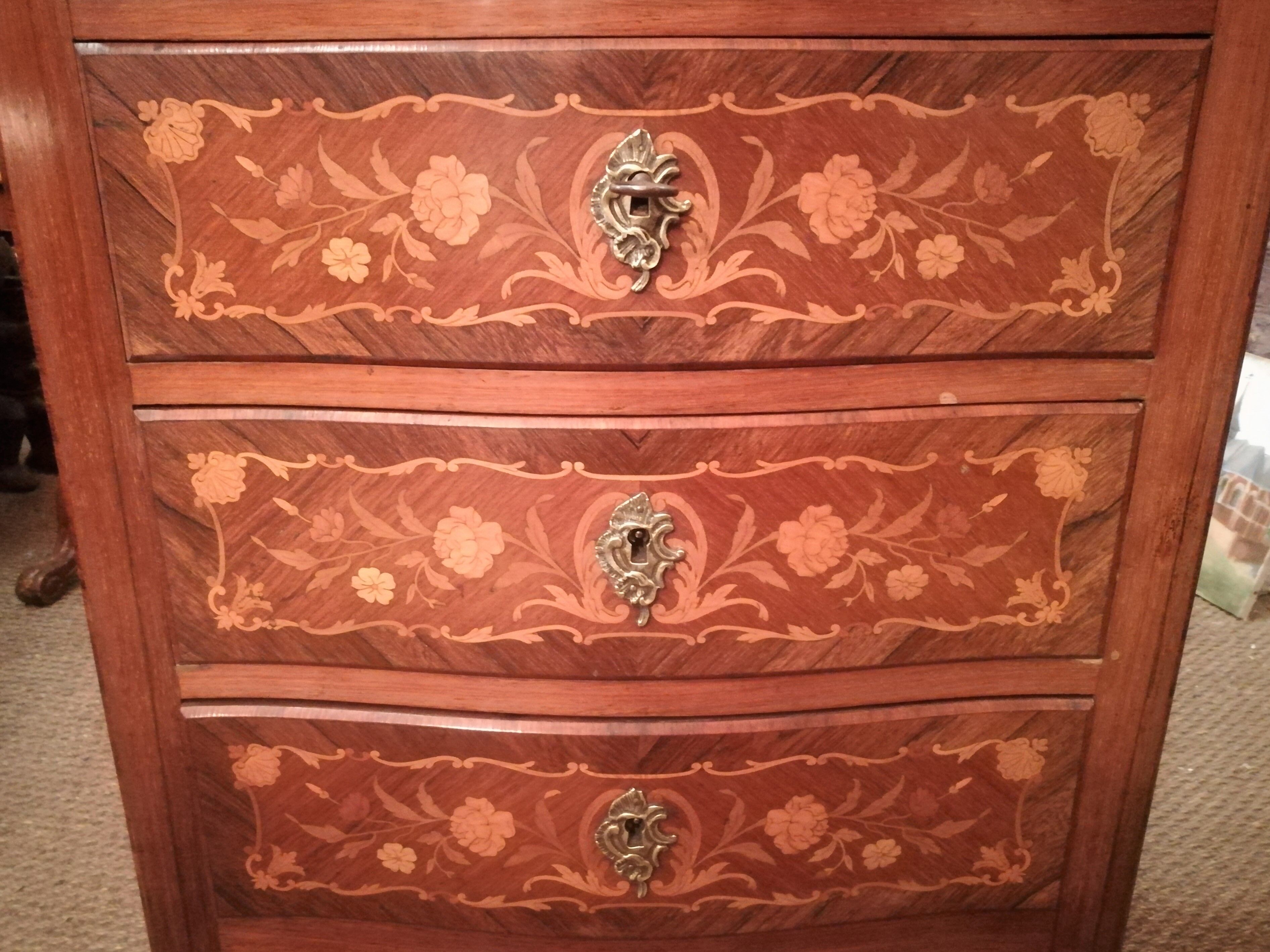 19th-century secretary in marquetry and marble