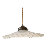 White opaline pendant lamp with lace