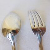 1 vintage silver plated soup spoon and fork