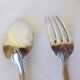 1 vintage silver plated soup spoon and fork