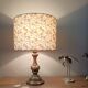 Vintage lamp | retro floral charm & turned solid wood base