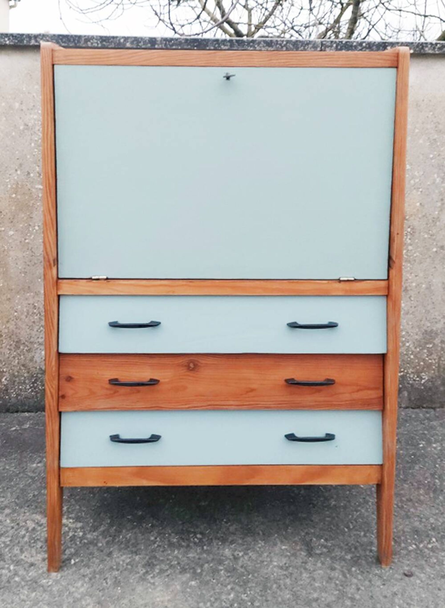 Secretary desk, drawers, vintage, revamped, 1960s