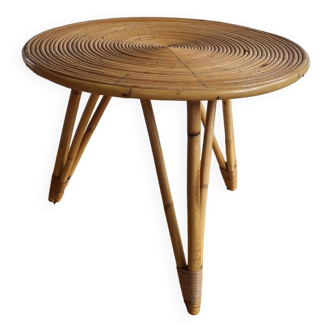 Table basse ronde rotin