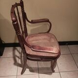 Thonet ancien fauteuil chaise bistrot cannée bois signé