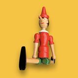 Antique articulated Pinocchio in polychrome wood – H41 cm