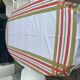 Large rectangular tablecloth with stripes on a vintage white background