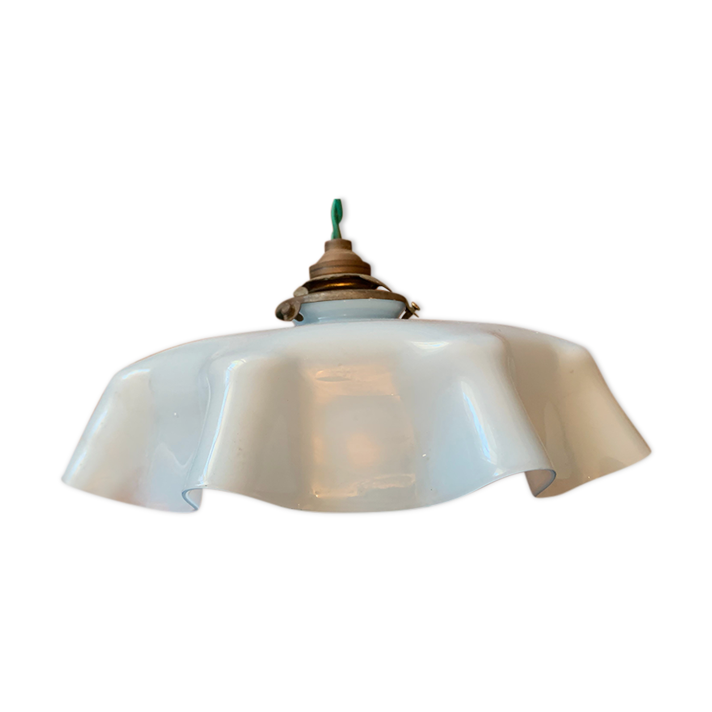Suspension vintage Opaline bleue