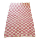 Tapis berbère Béni Ouarain à damiers rose et blanc