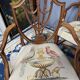 Set of four Sheraton-style armchairs. Solid walnut.