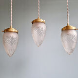 Frosted crystal suspension (3 available), early 20th century.