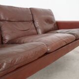 Brown leather sofa, Danish design, 1960s