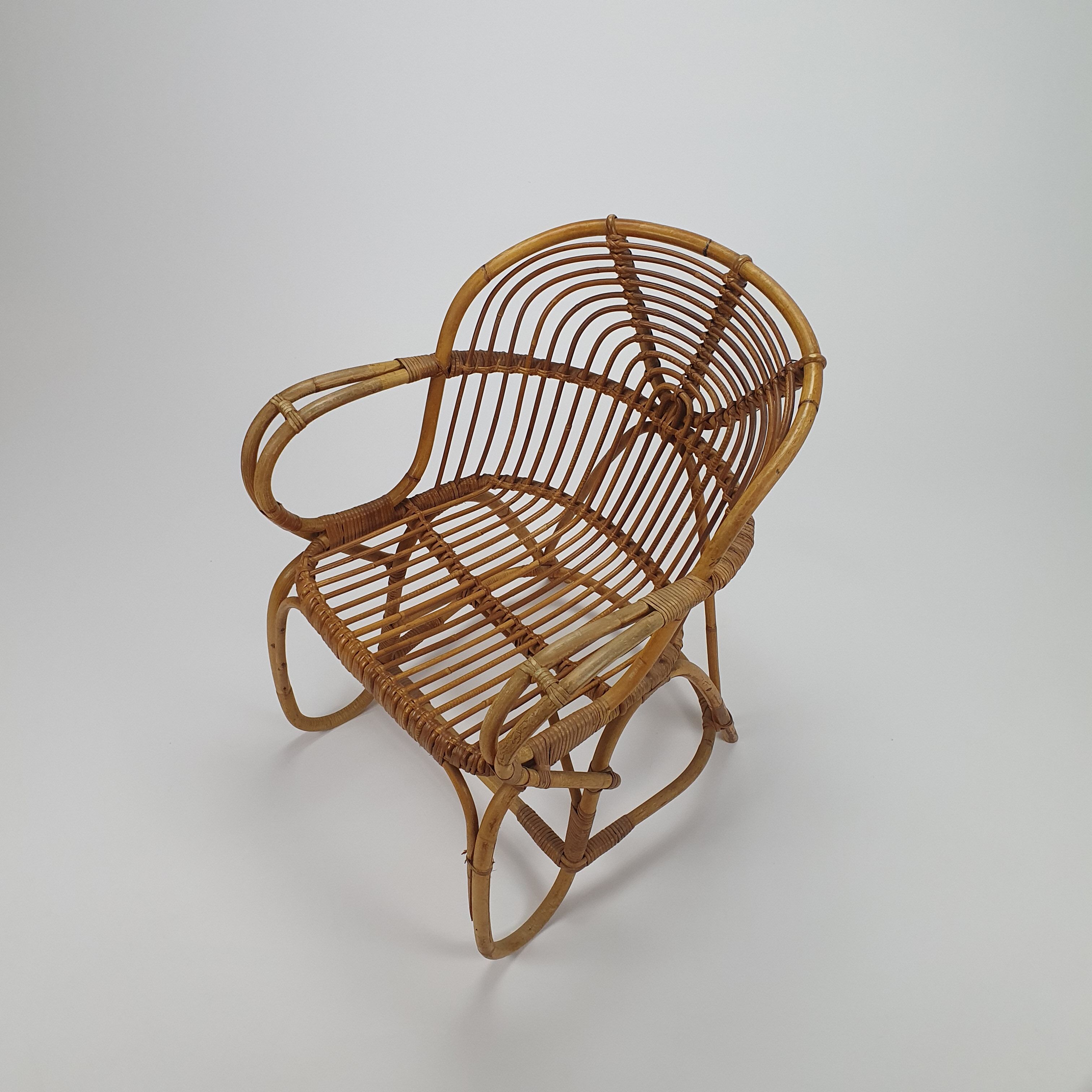 Mid Century Rattan Side Chair, 1960s