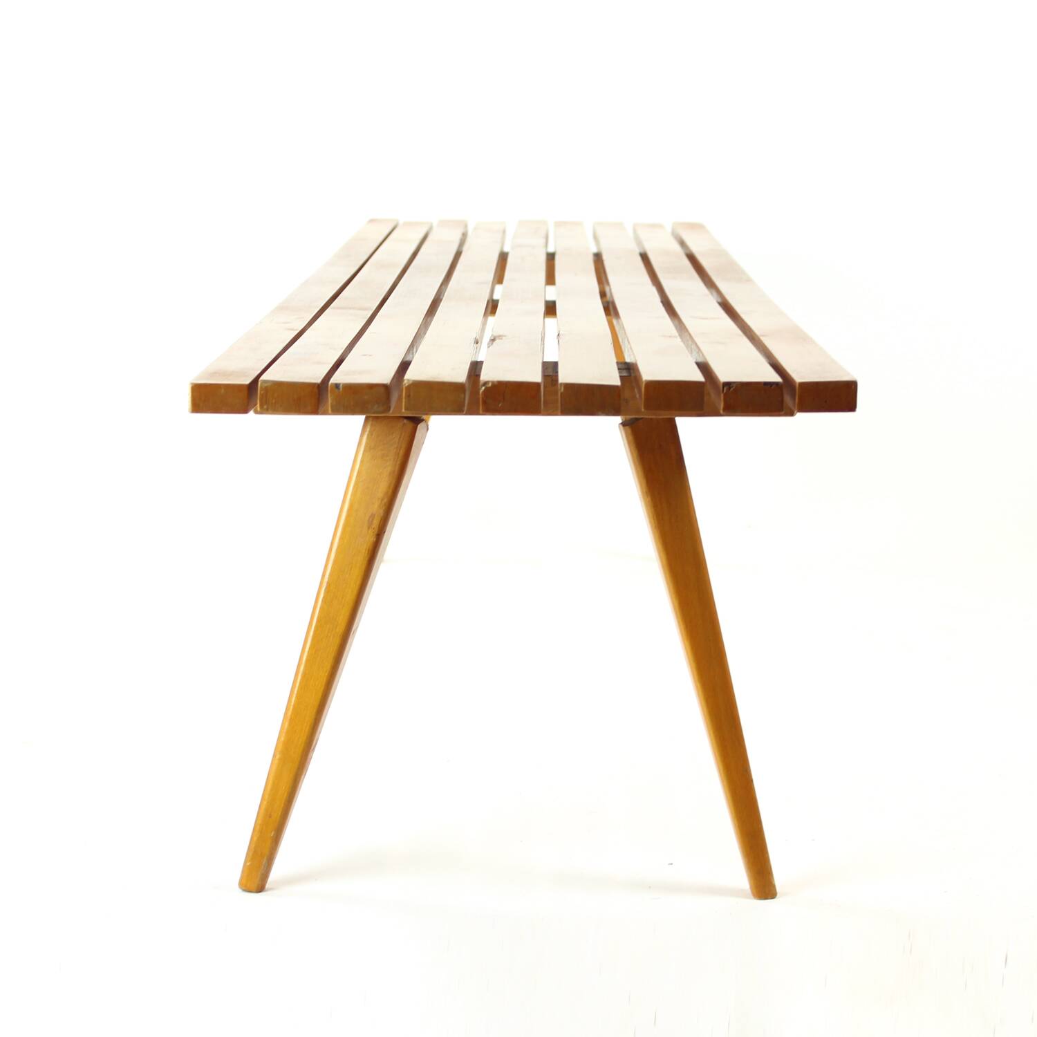 Vintage Bench In Wood, Czechoslovakia 1960s