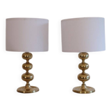 Paire de lampes scandinave en laiton 1970