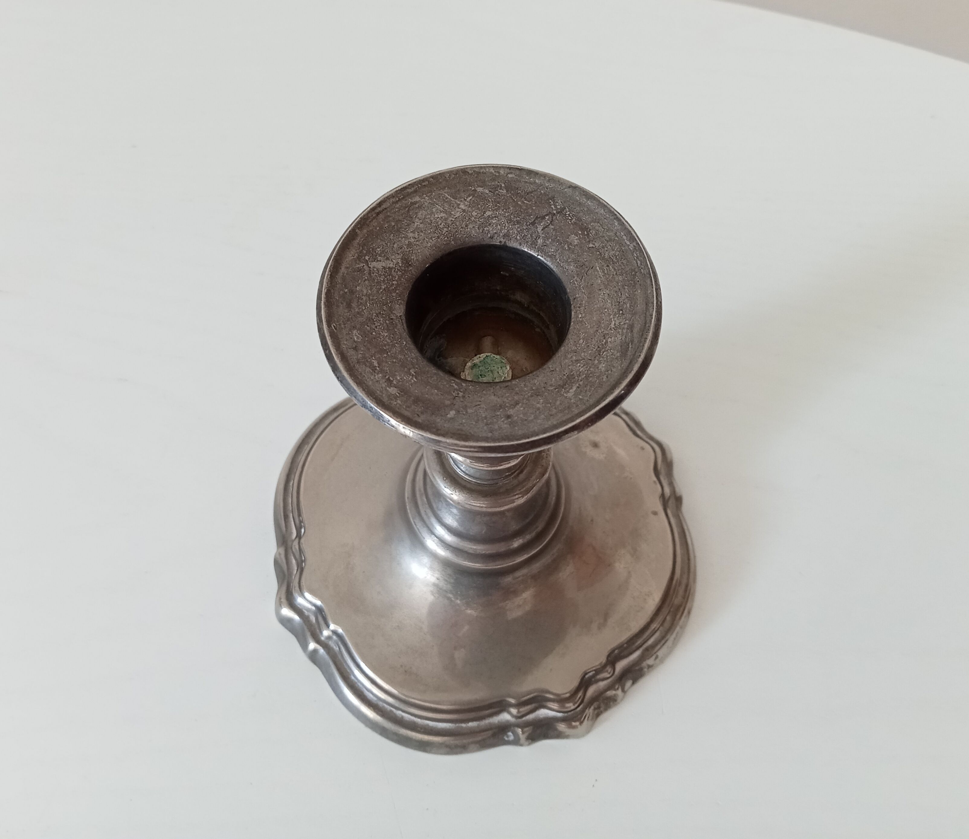 Vintage pewter candle holder