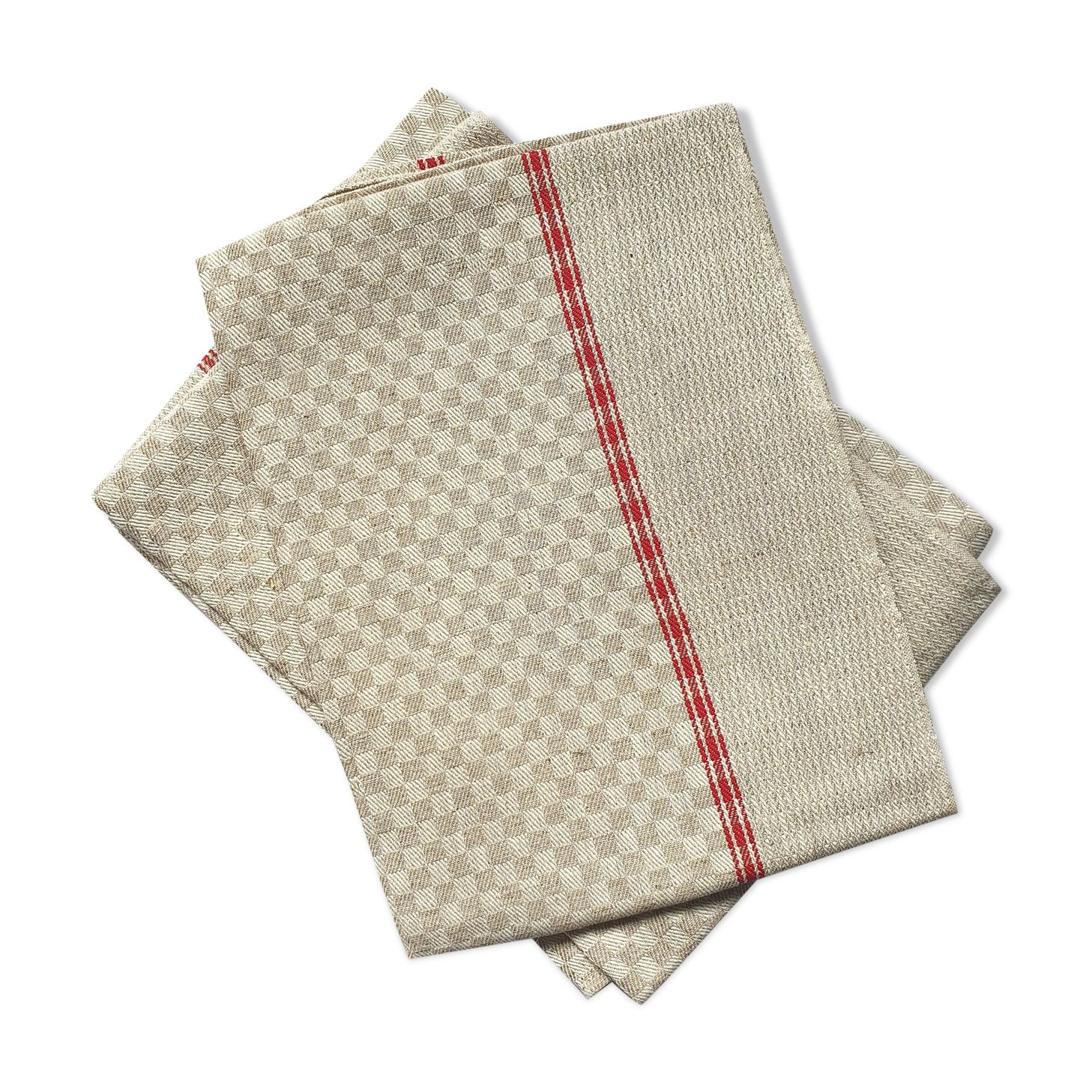 Set of three old tea towels