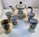Vintage blue floral coffee set: coffee pot + 5 cups