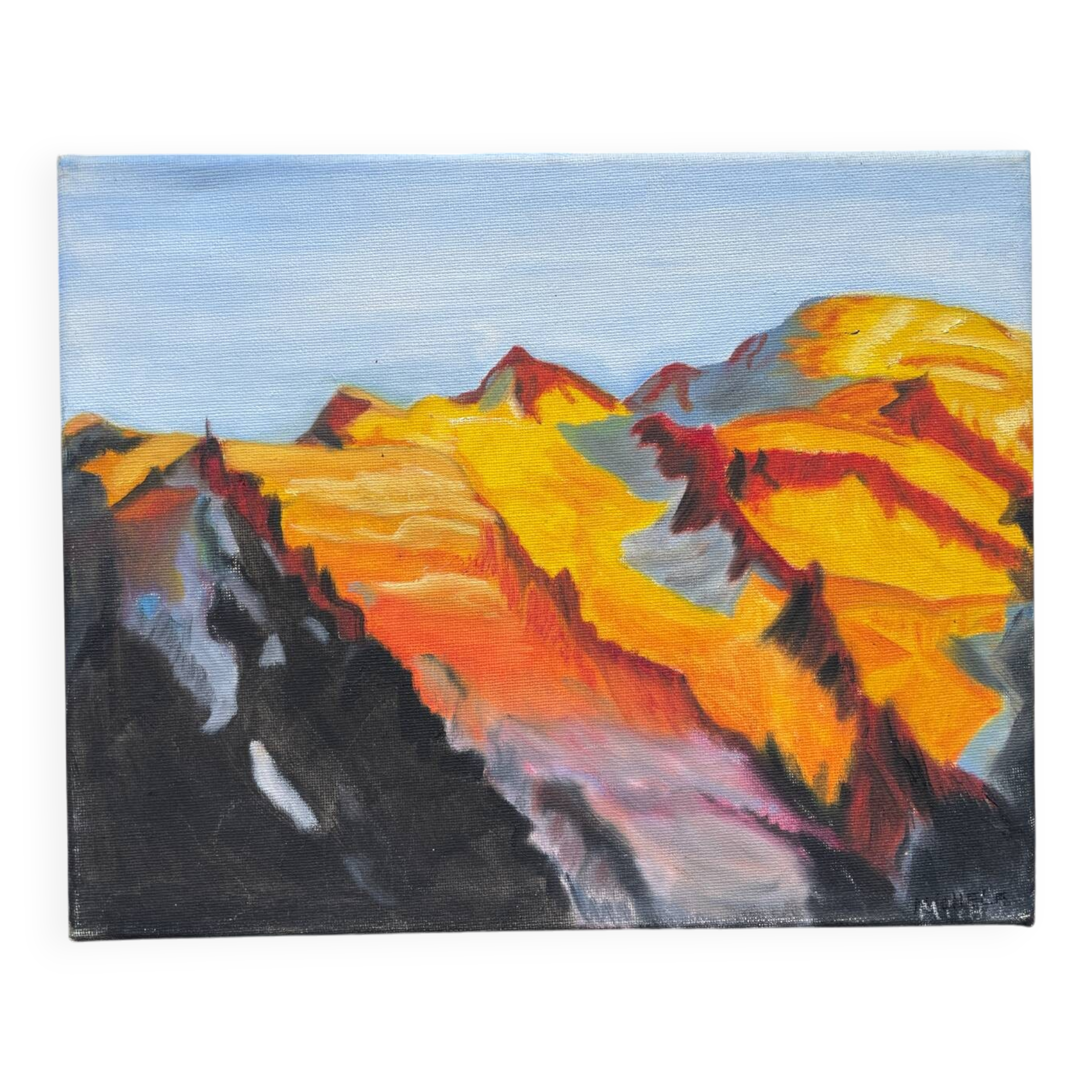 Sunny mountain painting