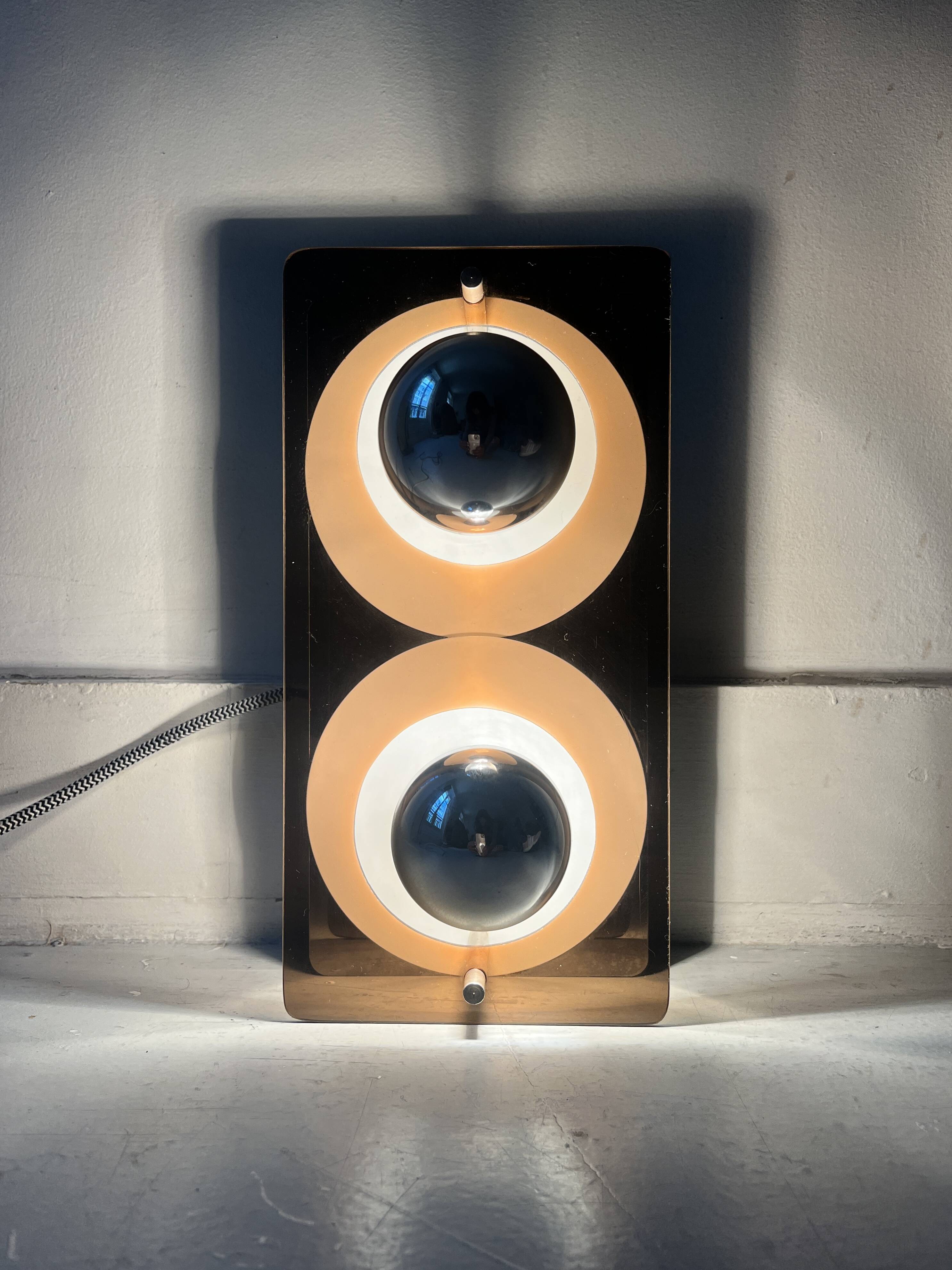 Disco wall light in smoked plexiglass by Jacqueline Trocmé for Oxar, design 1970