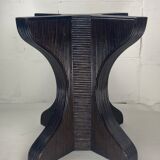 Pencil reed rattan bamboo dining or side table base with smoked glass top, 1970s